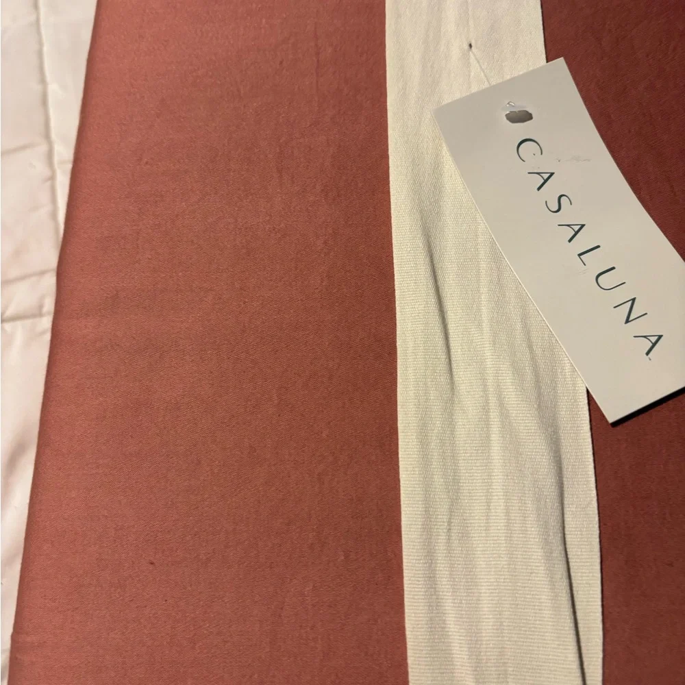 Casaluna King Supima Washed Sateen Duvet Cover Set Rose New